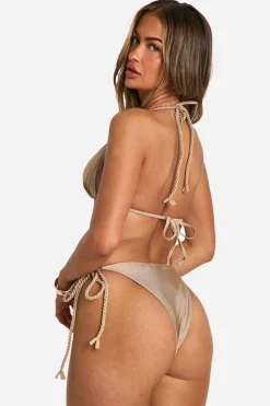 Culotte de bikini à nouage latéral tressé