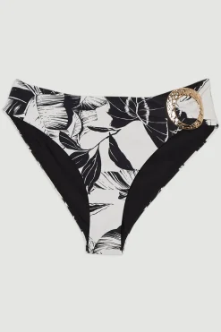 Culottes de bikini à taille haute avec imprimé palmier