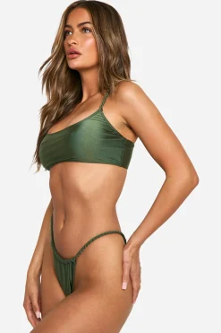 Culottes de bikini tressées et froncées