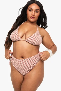 Culotte Taille Haute Froncée À Carreaux Vichy Seersucker Grande Taille