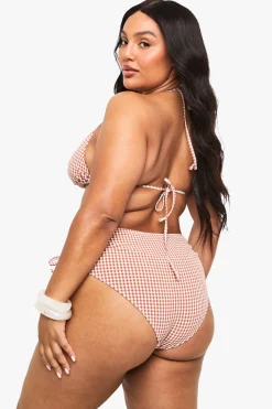 Culotte Taille Haute Froncée À Carreaux Vichy Seersucker Grande Taille