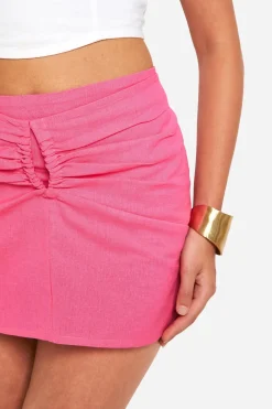 boohoo Cut Out Detail Linen Look Mini Skirt<Femme Jupes|Jupes
