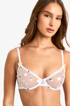 Daisy Embroidered Underwire Bra