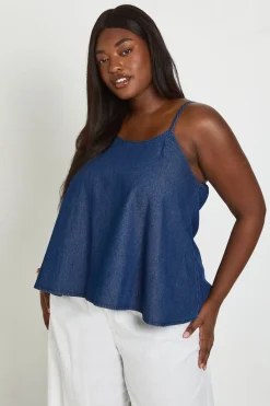 boohoo Débardeur Ample En Chambray Grande Taille<Femme Tops