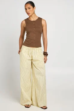 boohoo Débardeur Boutonné En Tissu Slub<Femme Looks Chocolat|Tops