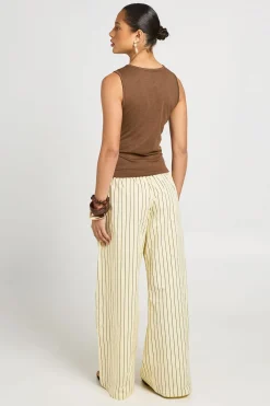 boohoo Débardeur Boutonné En Tissu Slub<Femme Looks Chocolat|Tops
