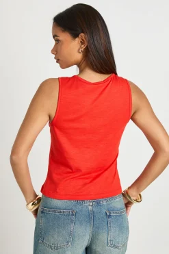 Débardeur Boutonné En Tissu Slub