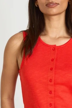 Débardeur Boutonné En Tissu Slub