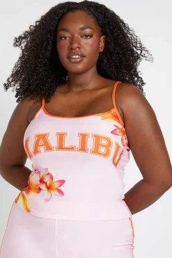 boohoo Débardeur À Bretelles Imprimé Floral Malibu Grande Taille<Femme Tops