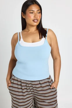 boohoo Débardeur Caraco Grande Taille À Double Épaisseur<Femme Tops