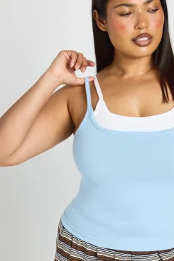 boohoo Débardeur Caraco Grande Taille À Double Épaisseur<Femme Tops