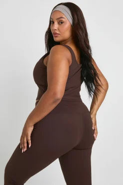boohoo Débardeur cintré à coutures Supersoft Plus<Femme Looks Chocolat|Athleisure