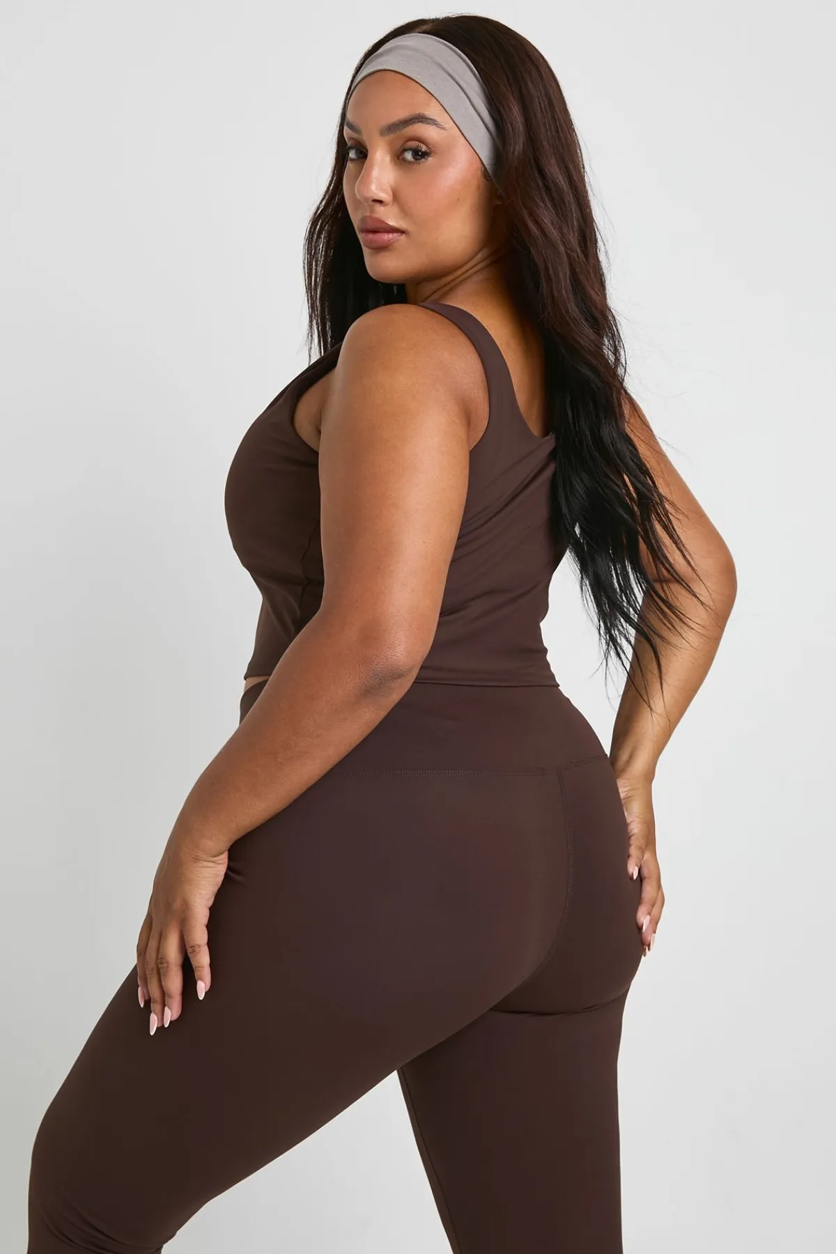 boohoo Débardeur cintré à coutures Supersoft Plus<Femme Looks Chocolat|Athleisure