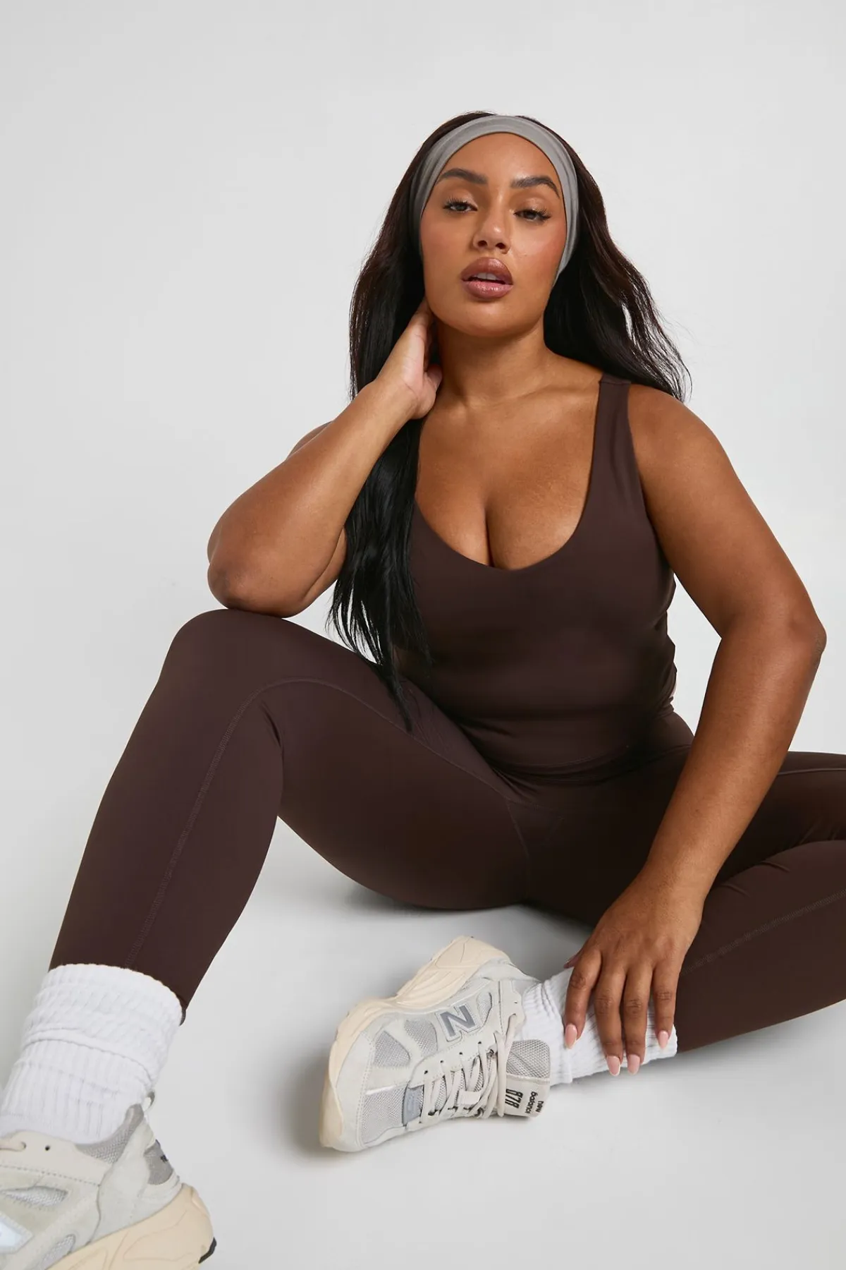 boohoo Débardeur cintré à coutures Supersoft Plus<Femme Looks Chocolat|Athleisure