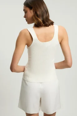 Débardeur à col carré en maille côtelée en mélange de viscose