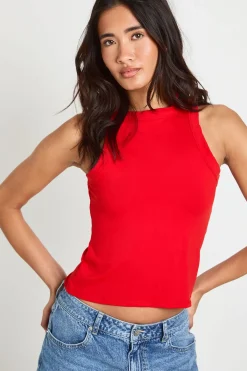 boohoo Débardeur Col Montant Racer Ultra Doux En Tissu Slinky Mat<Femme Tops
