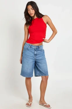 boohoo Débardeur Col Montant Racer Ultra Doux En Tissu Slinky Mat<Femme Tops