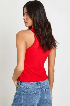 boohoo Débardeur Col Montant Racer Ultra Doux En Tissu Slinky Mat<Femme Tops