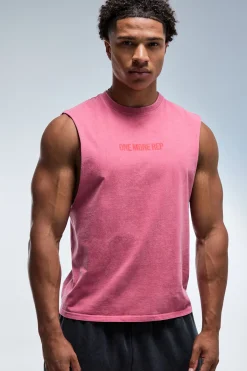 boohooMAN Débardeur Coupe Regular One More Rep Effet Délavé<Femme Athleisure|T-Shirts Et Débardeurs