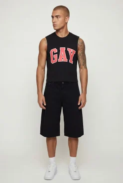 boohooMAN Débardeur Court Boxy Avec Slogan Gay<Homme Tout Afficher