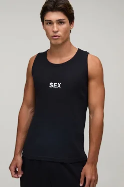 boohooMAN Débardeur Court Muscle Fit Avec Slogan Provocateur<Homme Tout Afficher