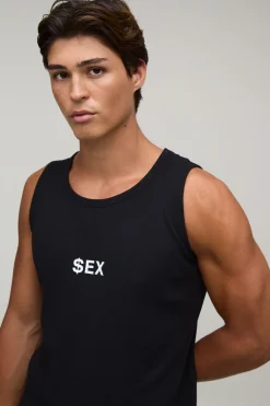boohooMAN Débardeur Court Muscle Fit Avec Slogan Provocateur<Homme Tout Afficher