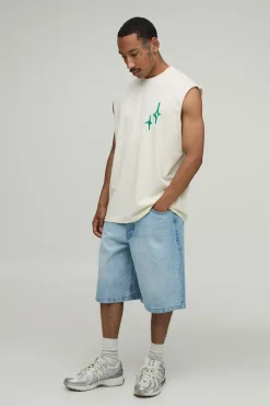 boohooMAN Débardeur Écru Oversize Imprimé Graffiti Étoile Spray<Homme Tout Afficher|Tout Afficher