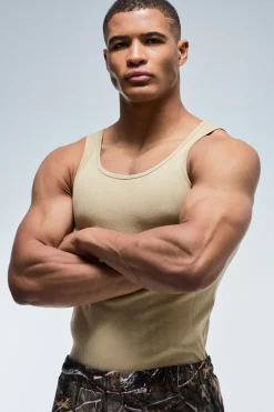 Débardeur Côtelé Ajusté Homme Actif Gym Muscle