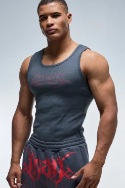boohooMAN Débardeur Côtelé Ajusté Muscle Fit Homme Actif<Femme Athleisure