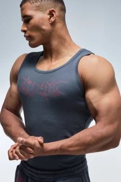 boohooMAN Débardeur Côtelé Ajusté Muscle Fit Homme Actif<Femme Athleisure