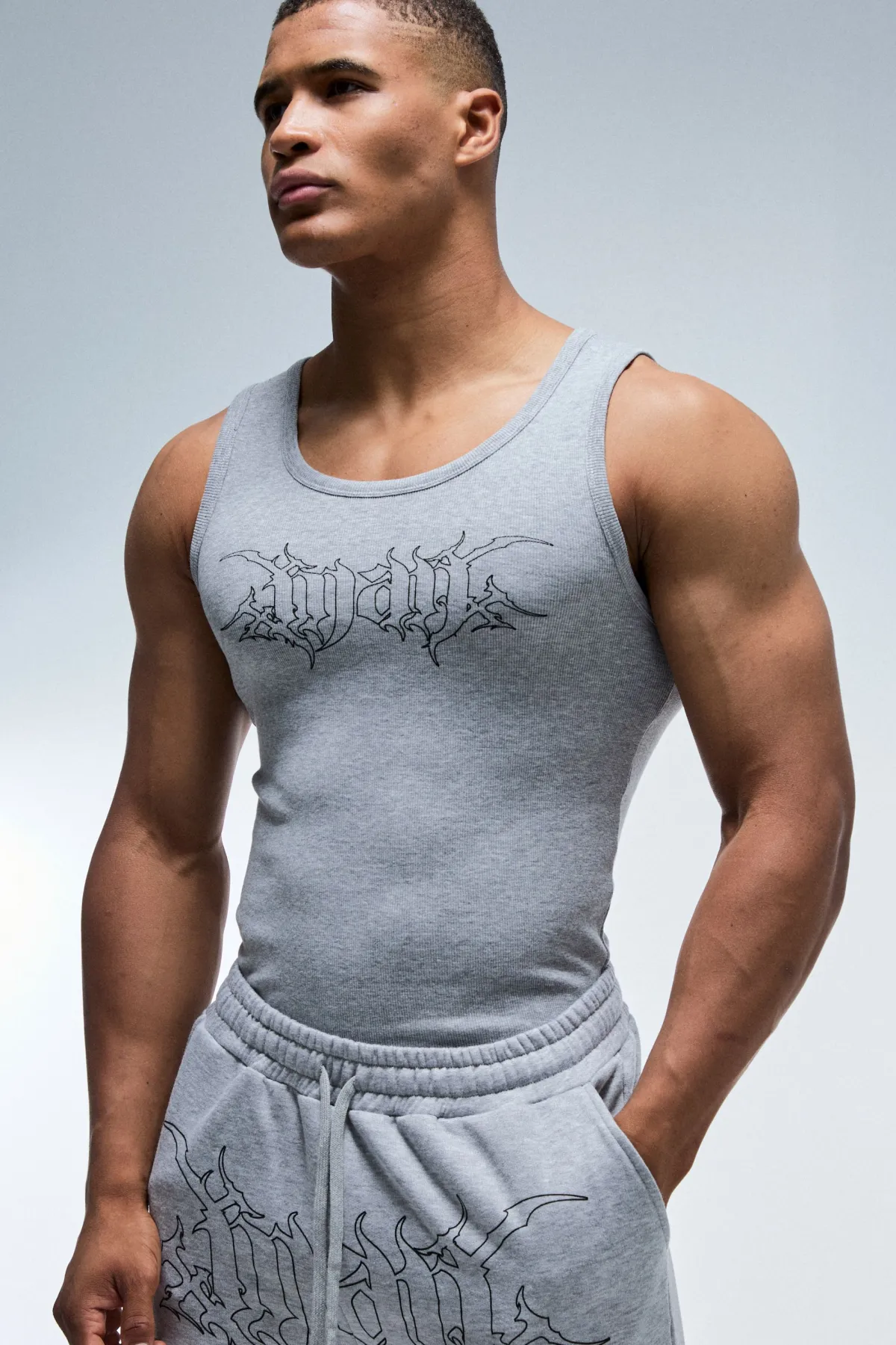 boohooMAN Débardeur Côtelé Ajusté Muscle Fit Homme<Femme Athleisure