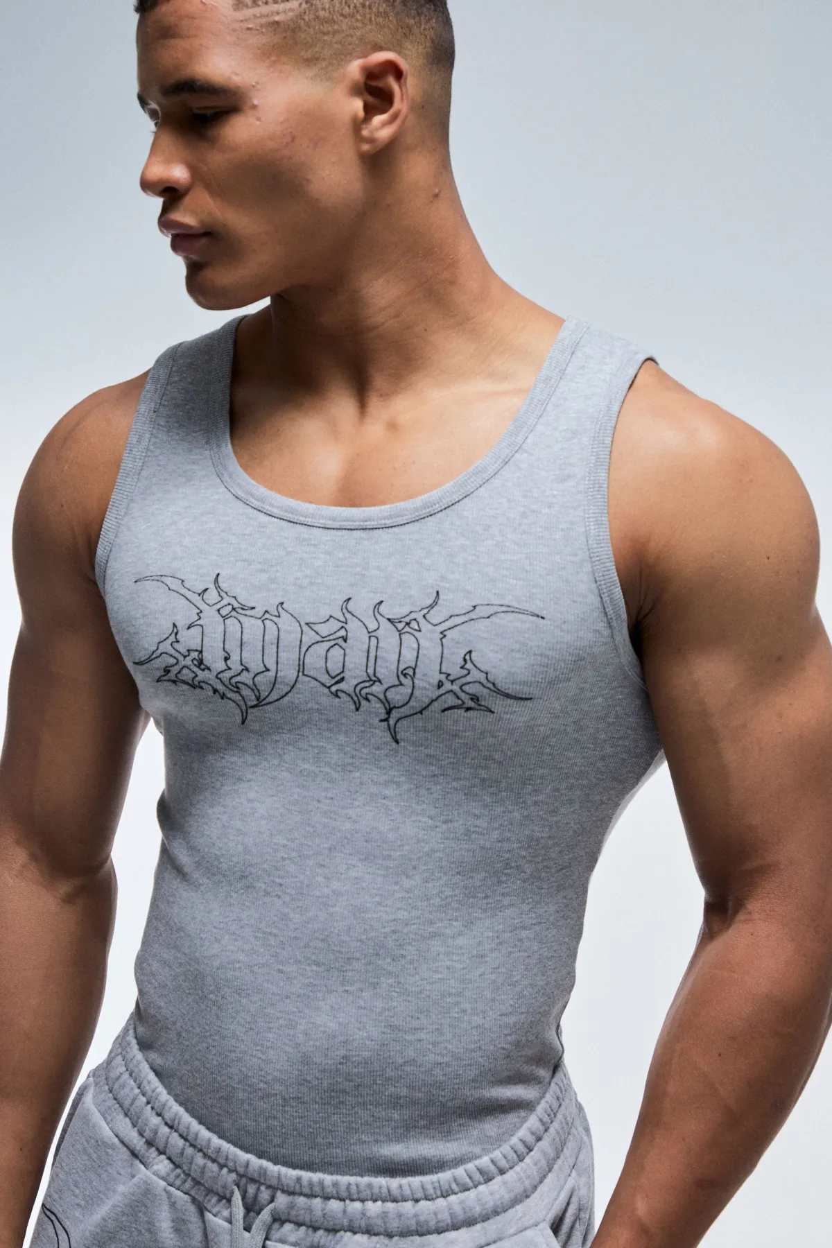 boohooMAN Débardeur Côtelé Ajusté Muscle Fit Homme<Femme Athleisure