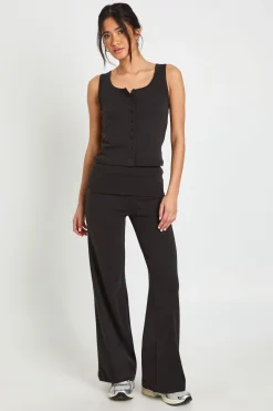 boohoo Débardeur Côtelé À Boutons<Femme Tops