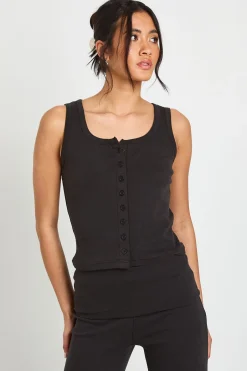 boohoo Débardeur Côtelé À Boutons<Femme Tops