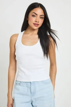 boohoo Débardeur Côtelé À Dos Nageur Et Col En V<Femme Tops