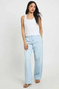 boohoo Débardeur Côtelé À Dos Nageur Et Col En V<Femme Tops