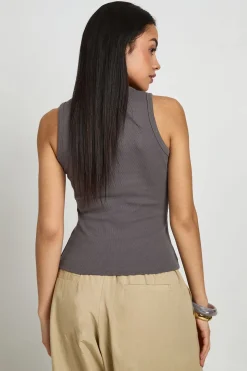 Débardeur Côtelé À Détail De Boutons Asymétriques