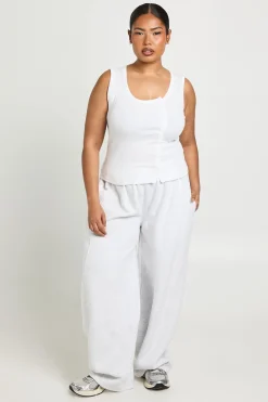 Débardeur Côtelé Grande Taille Avec Détail De Boutons Asymétriques