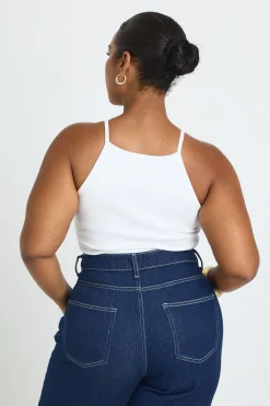 boohoo Débardeur Côtelé Grande Taille À Col Bateau Et Bretelles<Femme Tops