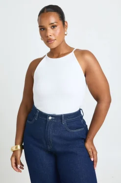 boohoo Débardeur Côtelé Grande Taille À Col Bateau Et Bretelles<Femme Tops