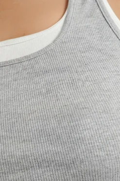 Débardeur Côtelé Superposé Grande Taille Avec Finitions Dorées