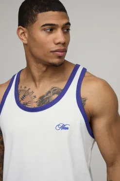 Débardeur De Sport À Col Contrasté Avec Broderie Coupe Regular