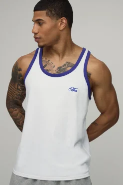 Débardeur De Sport À Col Contrasté Avec Broderie Coupe Regular