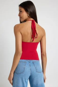 boohoo Débardeur Dos Nu À Nouer Avec Encolure Américaine<Femme Tops