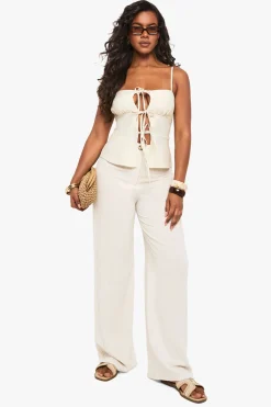 boohoo Débardeur effet lin à nouer à l’avant<Femme Tops