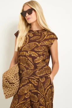 Débardeur En Jersey Avec Passepoil Contrasté Motif Palmier Petite