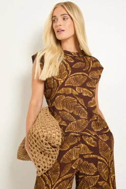 Débardeur En Jersey Avec Passepoil Contrasté Motif Palmier Petite