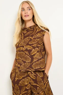Débardeur En Jersey Avec Passepoil Contrasté Motif Palmier Petite