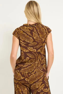 Débardeur En Jersey Avec Passepoil Contrasté Motif Palmier Petite