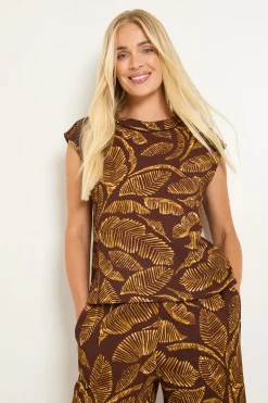Débardeur En Jersey Avec Passepoil Contrasté Motif Palmier Petite